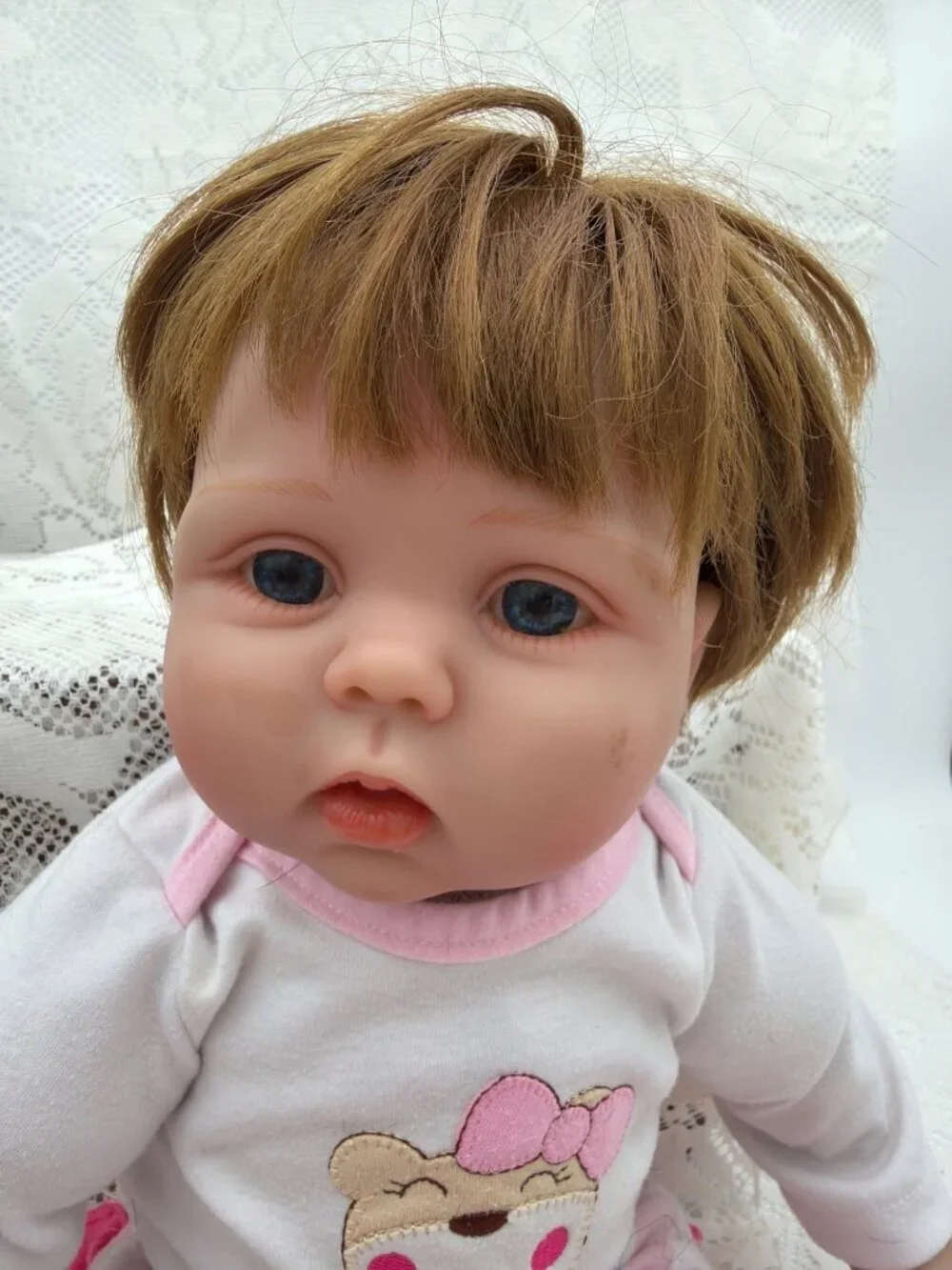 Reborn Baby Doll Brown Hair Pink Outfit & Accessories Pre-Owned W Flaws 20
